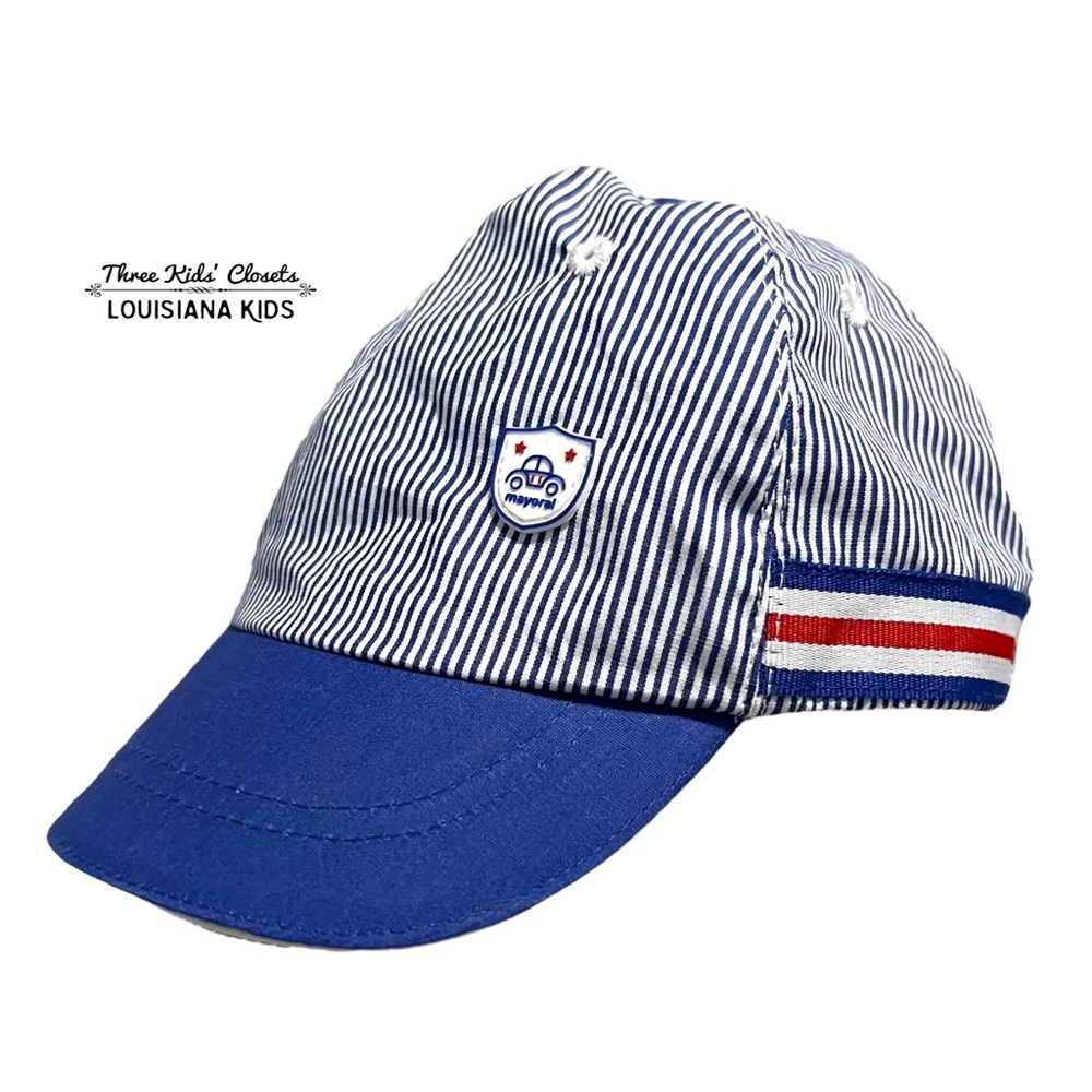 Mayoral 6-9m Blue & White Striped Baseball Cap Hat